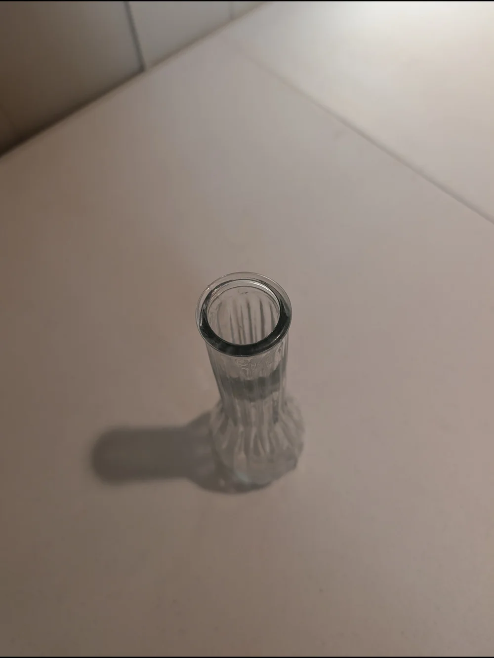 Clear Glass Bud Vase - Elegant Ribbed Design